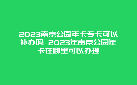 2024年南京公园年卡专卡可以补办吗 2024年南京公园年卡在哪里可以办理