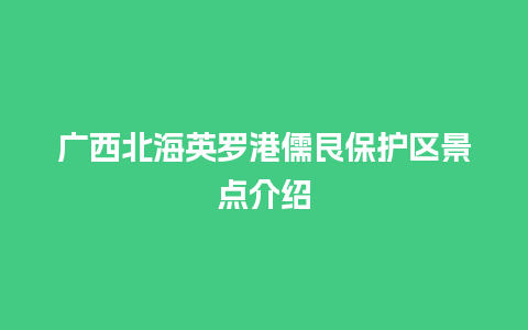 广西北海英罗港儒艮保护区景点介绍