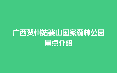 广西贺州姑婆山国家森林公园景点介绍