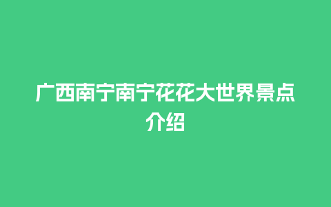 广西南宁南宁花花大世界景点介绍