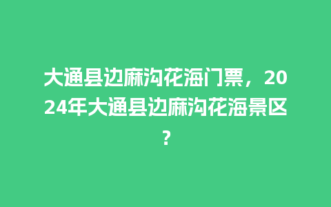 大通县边麻沟花海门票，2024年大通县边麻沟花海景区？