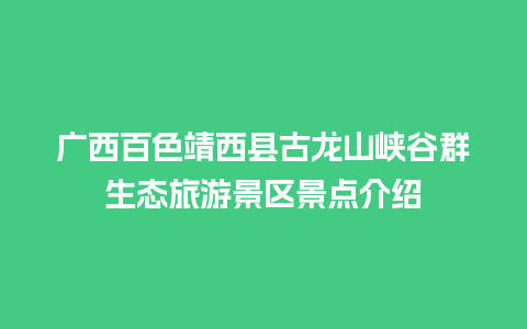 广西百色靖西县古龙山峡谷群生态旅游景区景点介绍