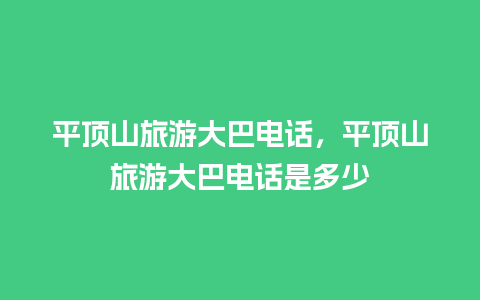 平顶山旅游大巴电话，平顶山旅游大巴电话是多少