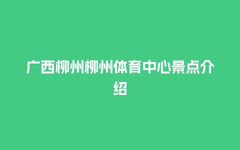 广西柳州柳州体育中心景点介绍