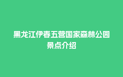 黑龙江伊春五营国家森林公园景点介绍