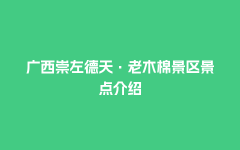 广西崇左德天·老木棉景区景点介绍