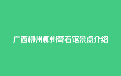 广西柳州柳州奇石馆景点介绍