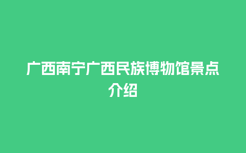 广西南宁广西民族博物馆景点介绍