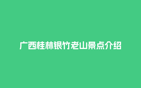 广西桂林银竹老山景点介绍