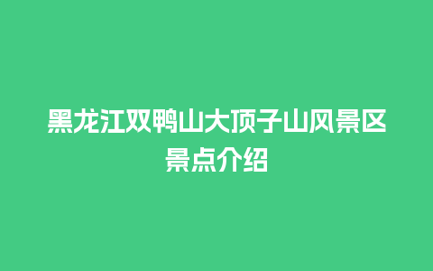 黑龙江双鸭山大顶子山风景区景点介绍