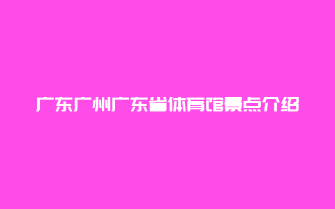 广东广州广东省体育馆景点介绍