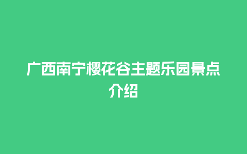 广西南宁樱花谷主题乐园景点介绍