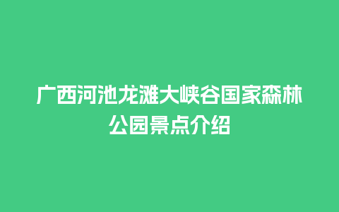 广西河池龙滩大峡谷国家森林公园景点介绍