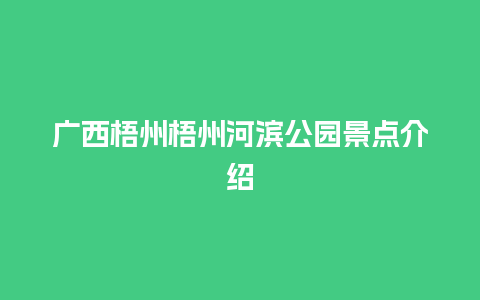 广西梧州梧州河滨公园景点介绍