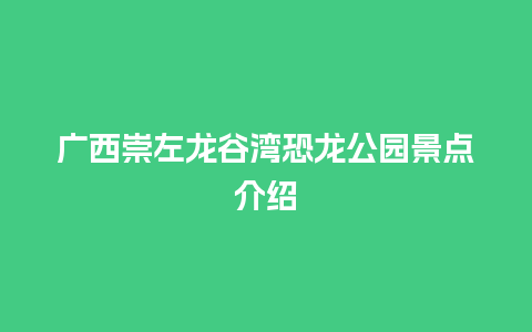 广西崇左龙谷湾恐龙公园景点介绍