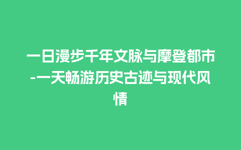 一日漫步千年文脉与摩登都市-一天畅游历史古迹与现代风情