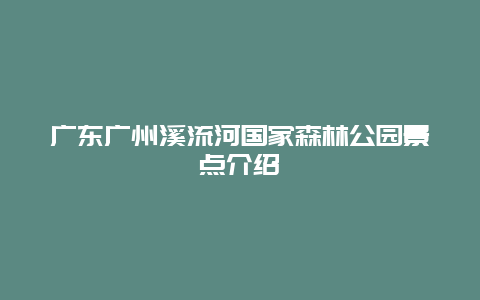 广东广州溪流河国家森林公园景点介绍