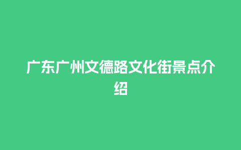 广东广州文德路文化街景点介绍