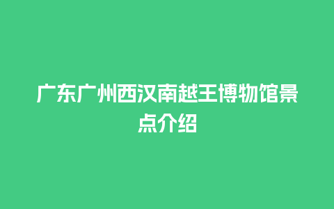 广东广州西汉南越王博物馆景点介绍