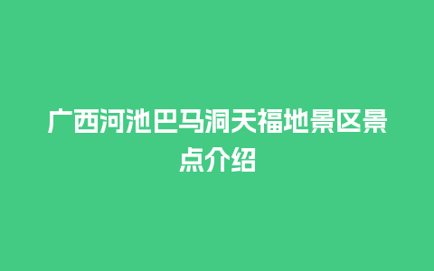 广西河池巴马洞天福地景区景点介绍