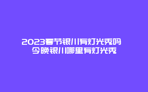 2024年春节银川有灯光秀吗 今晚银川哪里有灯光秀