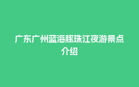 广东广州蓝海豚珠江夜游景点介绍