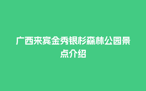 广西来宾金秀银杉森林公园景点介绍