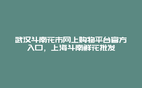 武汉斗南花市网上购物平台官方入口，上海斗南鲜花批发