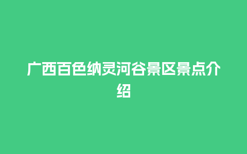 广西百色纳灵河谷景区景点介绍