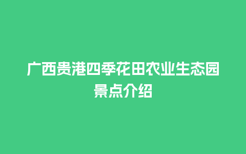 广西贵港四季花田农业生态园景点介绍