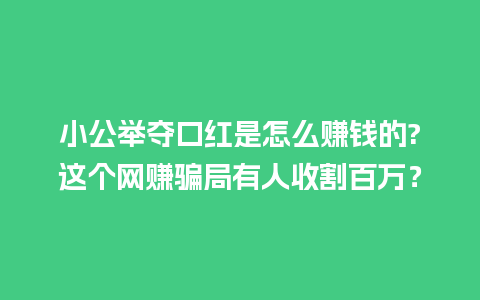 小公举夺口红是怎么赚钱的?这个网赚骗局有人收割百万？