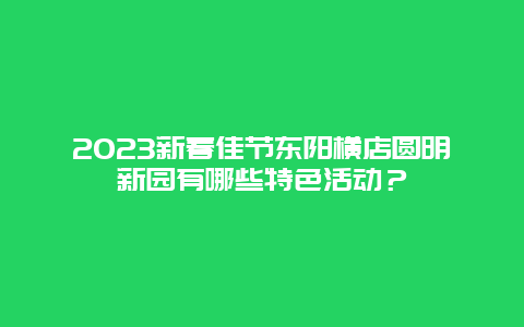 2024年新春佳节东阳横店圆明新园有哪些特色活动？