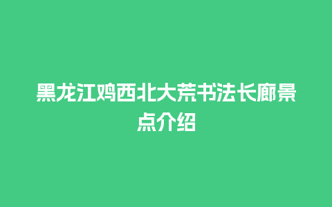 黑龙江鸡西北大荒书法长廊景点介绍