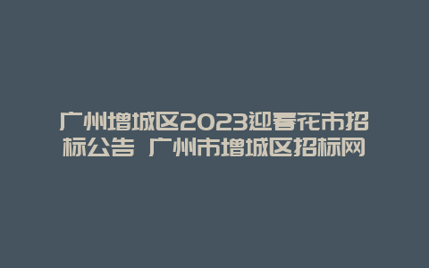 广州增城区2024年迎春花市招标公告 广州市增城区招标网