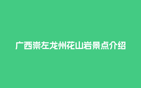 广西崇左龙州花山岩景点介绍