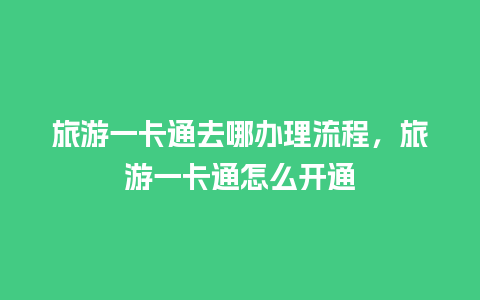 旅游一卡通去哪办理流程，旅游一卡通怎么开通