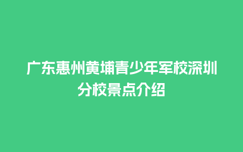 广东惠州黄埔青少年军校深圳分校景点介绍