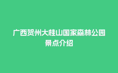 广西贺州大桂山国家森林公园景点介绍