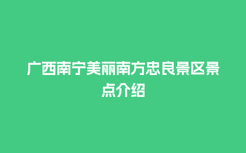 广西南宁美丽南方忠良景区景点介绍