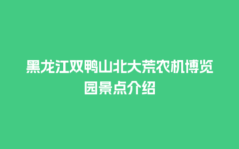 黑龙江双鸭山北大荒农机博览园景点介绍