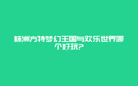 株洲方特梦幻王国与欢乐世界哪个好玩?