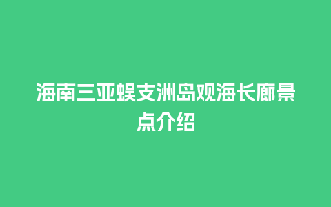 海南三亚蜈支洲岛观海长廊景点介绍