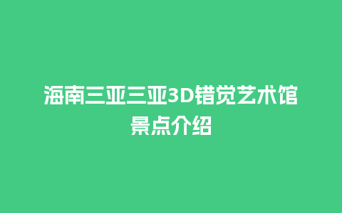 海南三亚三亚3D错觉艺术馆景点介绍