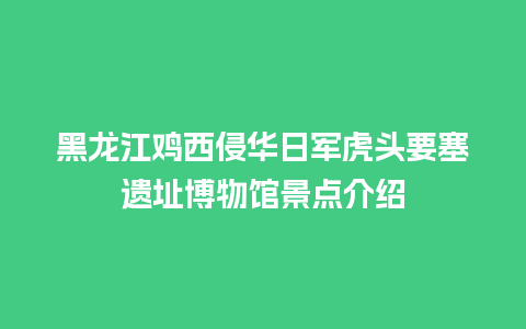 黑龙江鸡西侵华日军虎头要塞遗址博物馆景点介绍