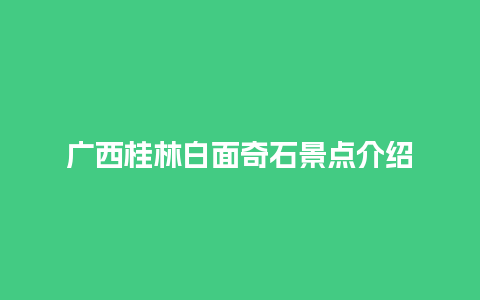 广西桂林白面奇石景点介绍