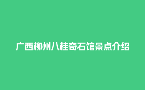 广西柳州八桂奇石馆景点介绍