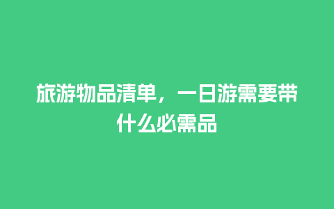 旅游物品清单，一日游需要带什么必需品