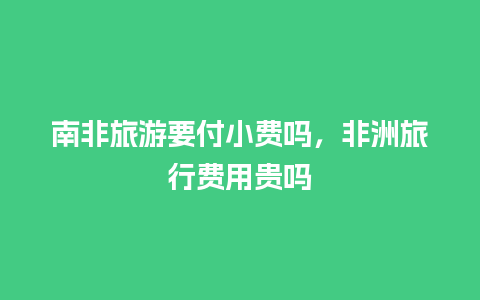 南非旅游要付小费吗，非洲旅行费用贵吗