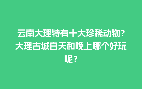 云南大理特有十大珍稀动物？大理古城白天和晚上哪个好玩呢？