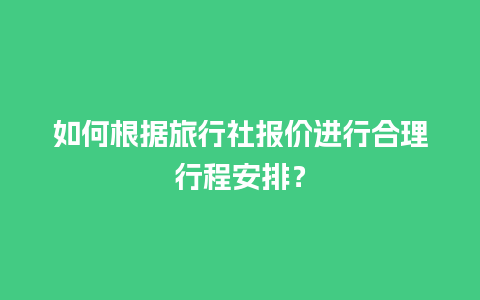 如何根据旅行社报价进行合理行程安排？